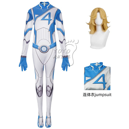 Rivals Fantastic Fourth Susan Storm Cosplay Women Men Jumpsuit Costume Invisible Lady Fantastic Disguise Halloween Carnival Suit
