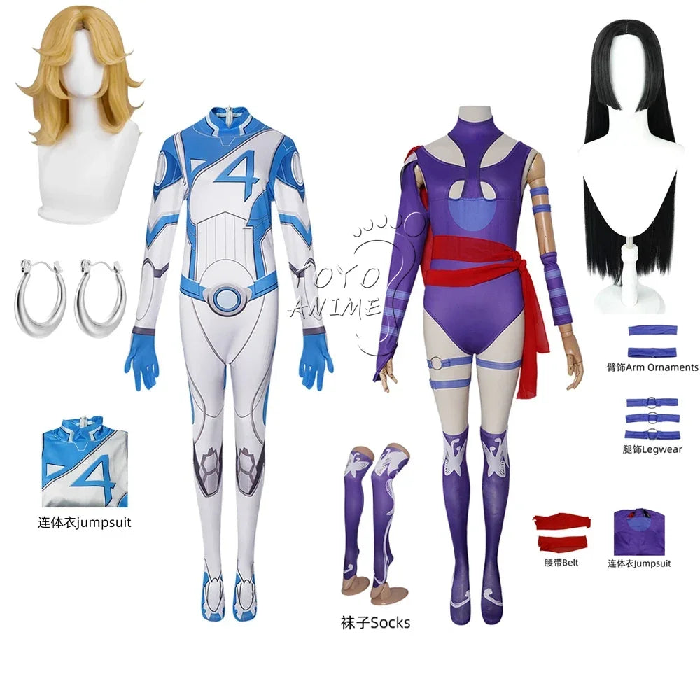 Rivals Fantastic Fourth Susan Storm Cosplay Women Men Jumpsuit Costume Invisible Lady Fantastic Disguise Halloween Carnival Suit